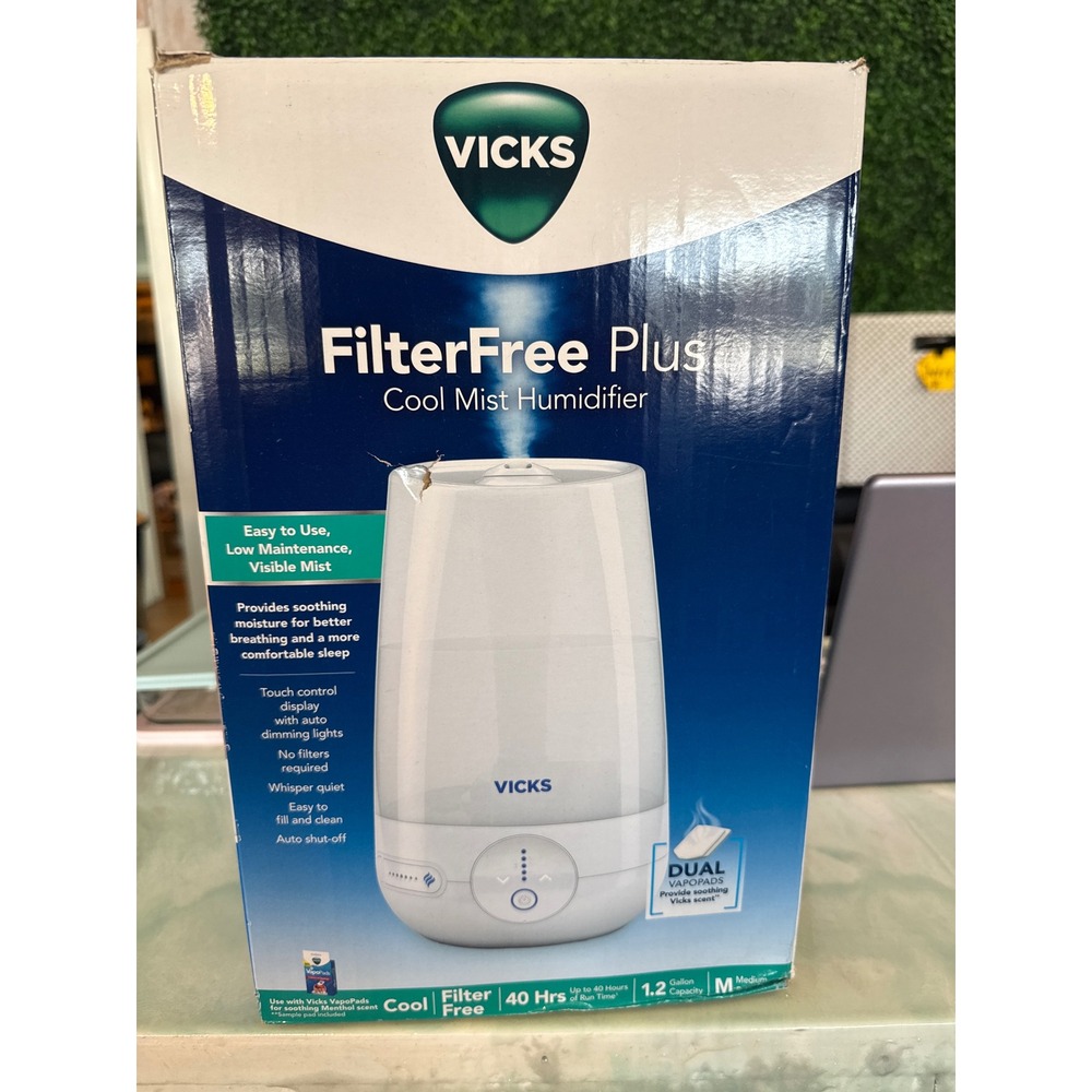 Vicks FilterFree Plus Cool Mist Humidifier 1.2 Gallon White VUL565V2 VUL565